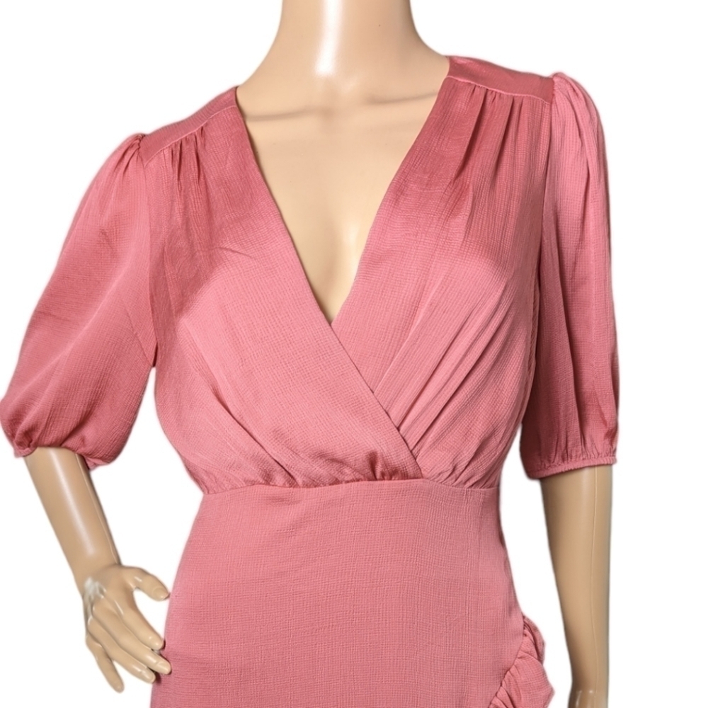 Express Pink Ruffle Wrap Dress - Picture 3 of 9